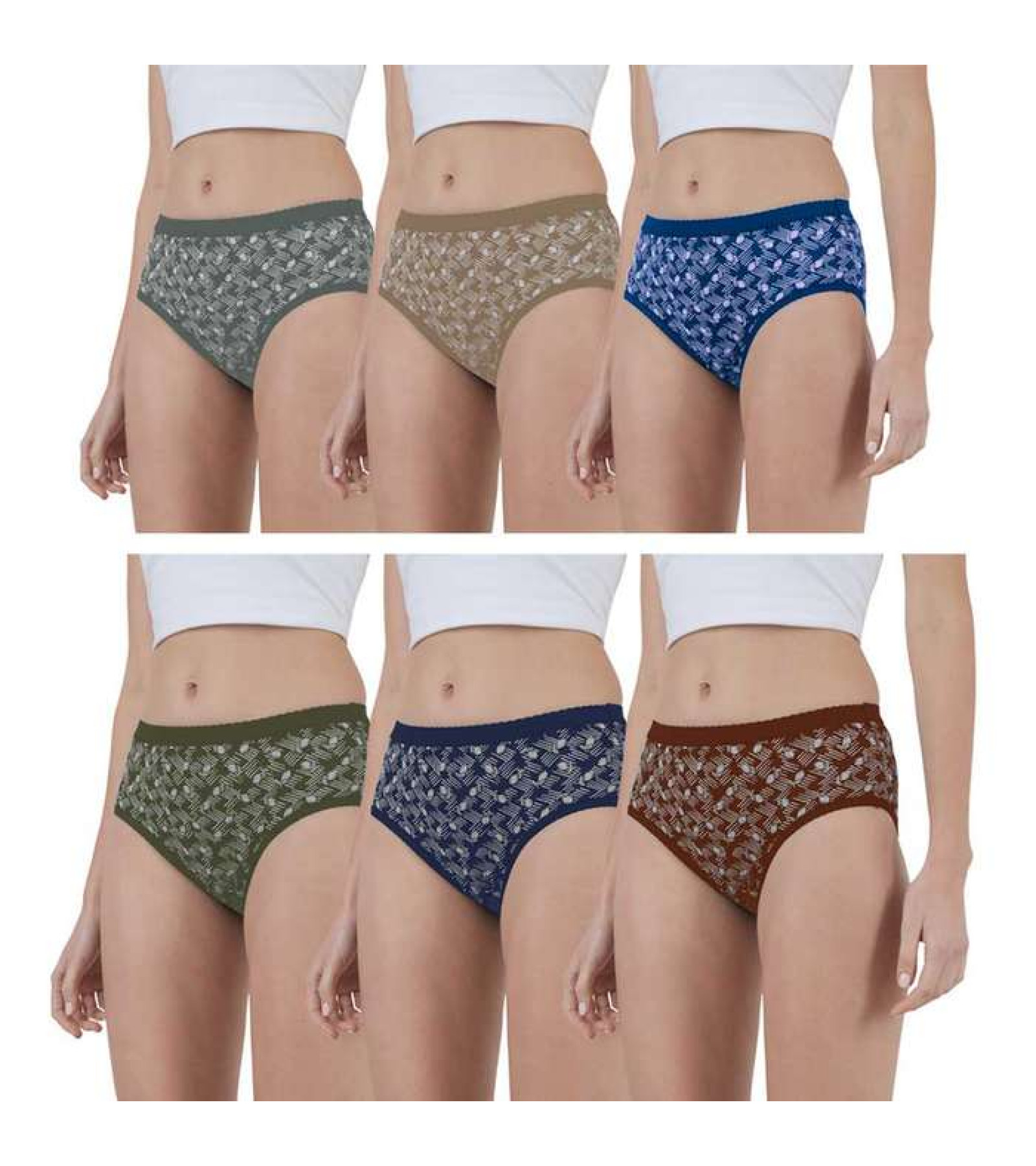 Vink Womens Printed Panties 6 Pack Combo | Multicolor Outer Elastic